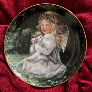 Ethereal Angel and Bunny 1990s Collector Plate